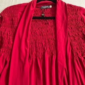 RED  CORAL  SMOCKED JACJET/CARDIGAN / small /nedium  (stretchy At🇨🇦